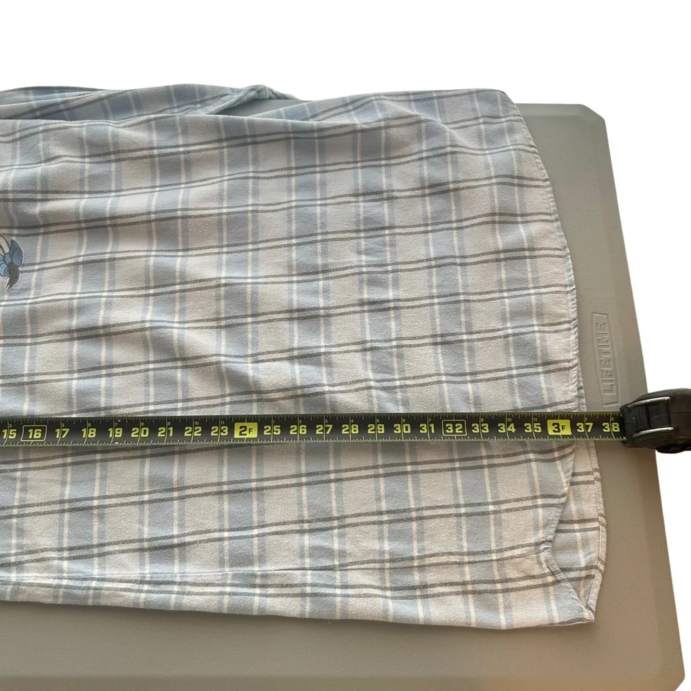 Disney Store Nightgown Womens M Blue Plaid Eeyore Cotton Flannel Sleepwear Y2K